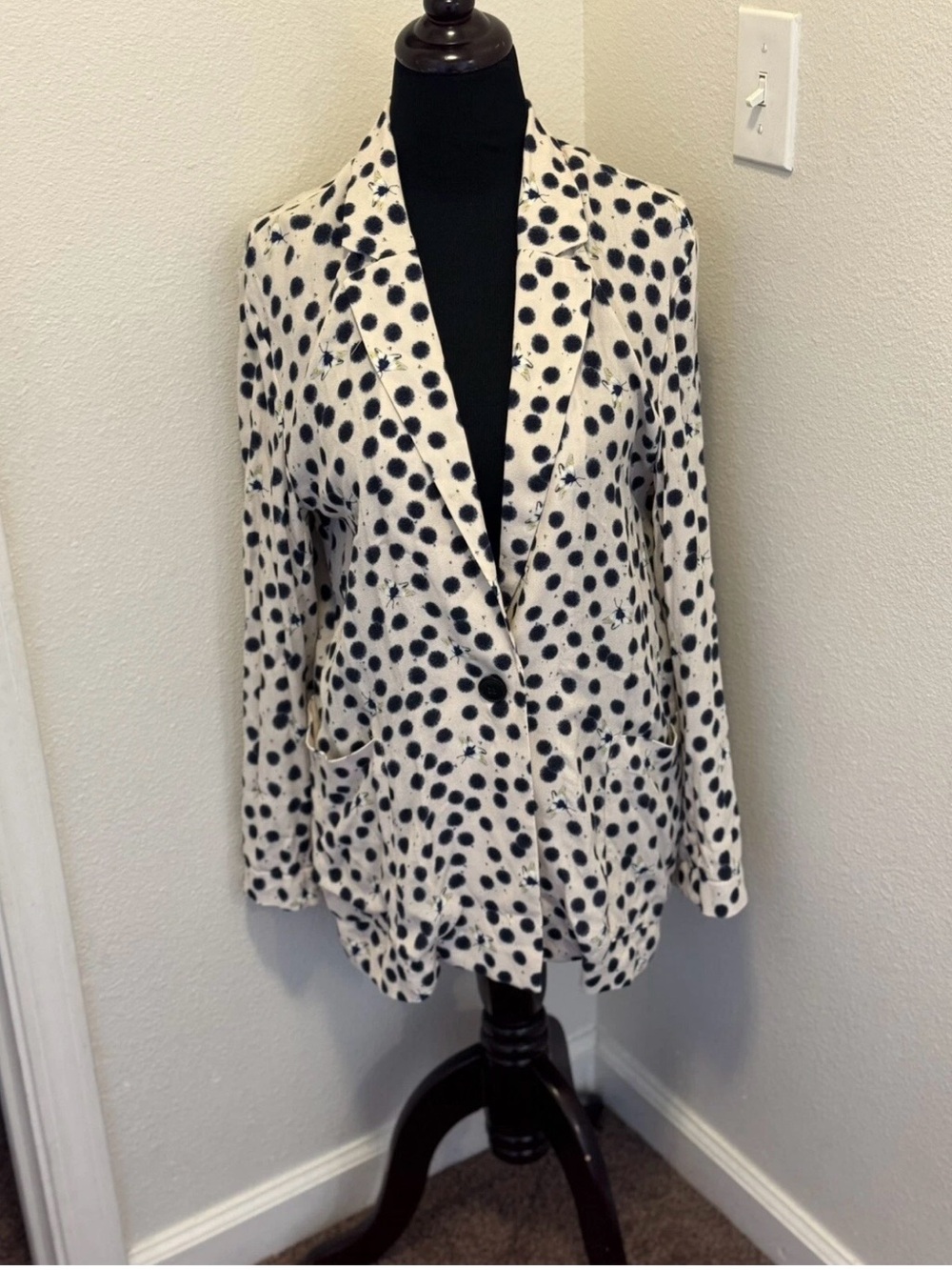 Anna Glover x H&M Moth Print Lightweight Blazer Suit Jacket Size 8 - Picture 2 of 9